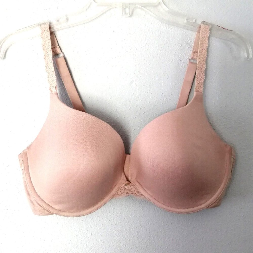 Aria Womens Bra Beige Plunge Lightly Padded Underwire 3 Hook Close‎ Stretch 36DD